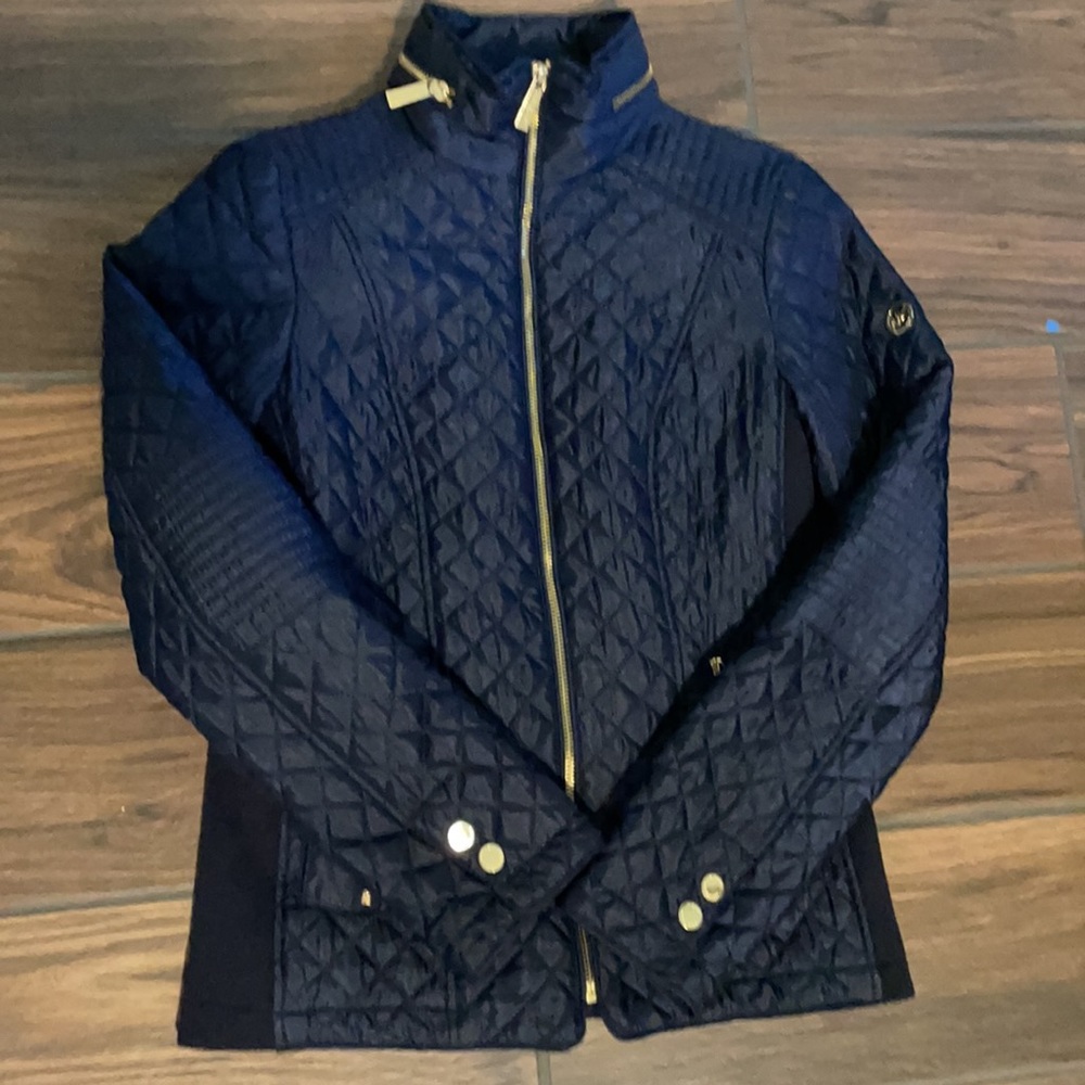 Michael Kors Navy Quilted Coat